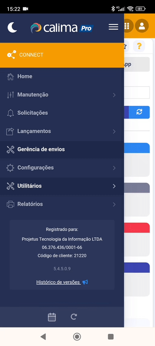 Envio de relatórios para o WhatsApp do cliente pelo Calima Connect